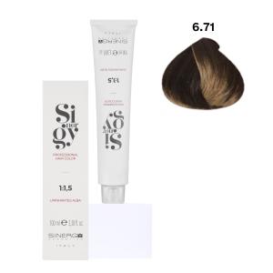 Крем-фарба для волосся Sinergy №6/71 темний русявий холодно-коричневий 100 мл - 00-00009782