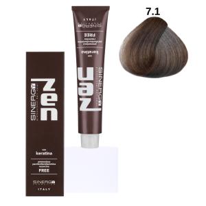 Безаміачна крем-фарба для волосся Sinergy №7/1 Русий попелястий 100 мл - 00-00009846